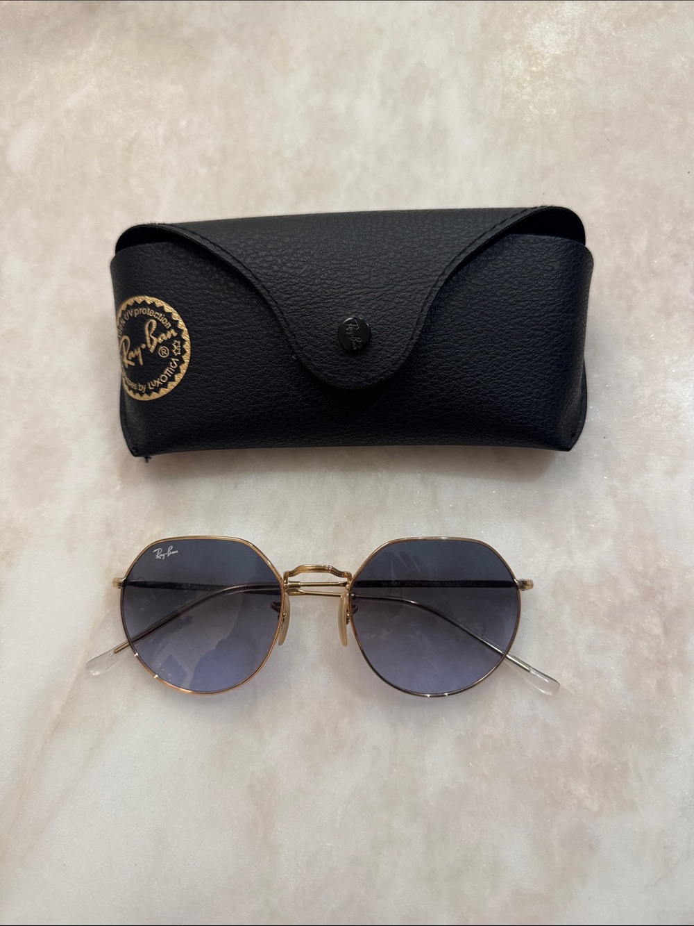 Ray-Ban Women's Gold Frame Black Gradient Round Sunglasses with Case